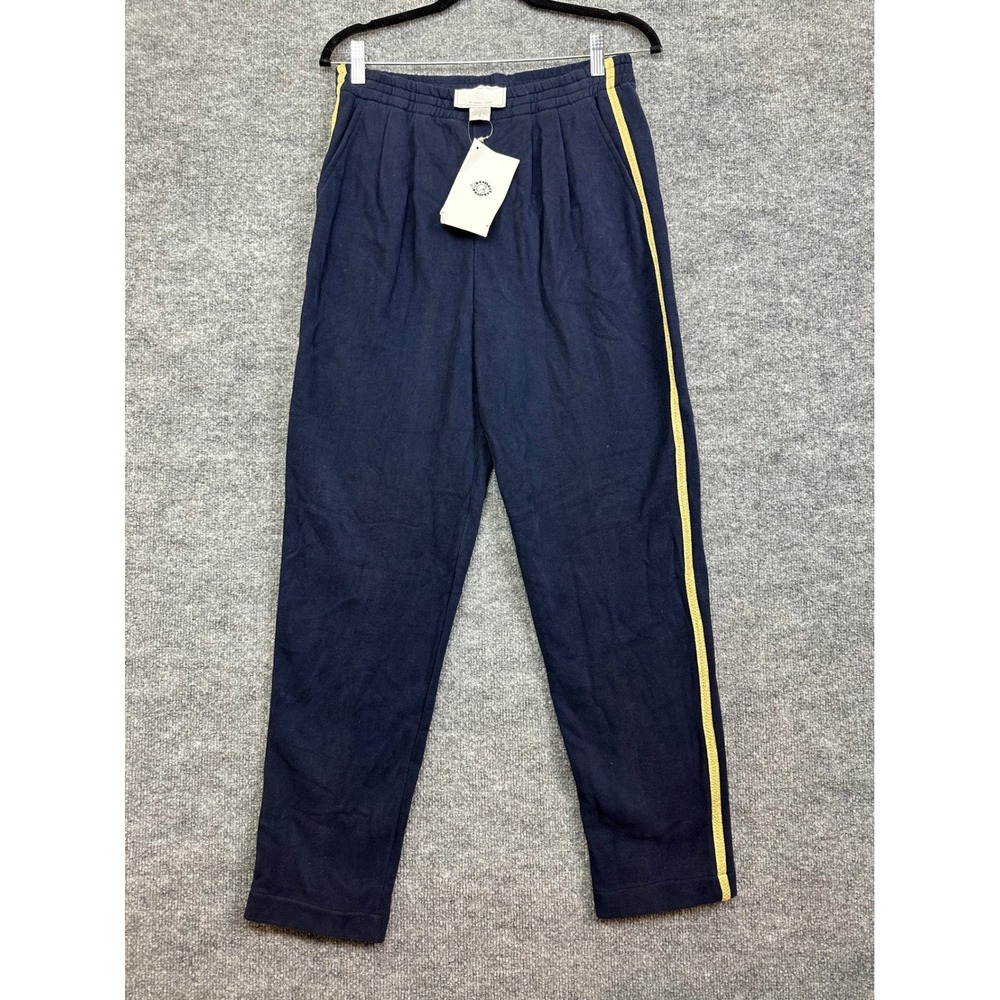 St. John Sport Marie Gray Navy Gold Stripe Cotton Blend Lounge Pants NEW